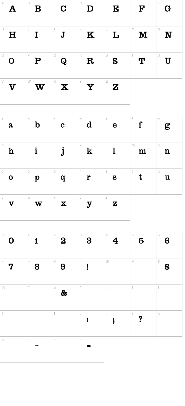 TypeNo1 character map