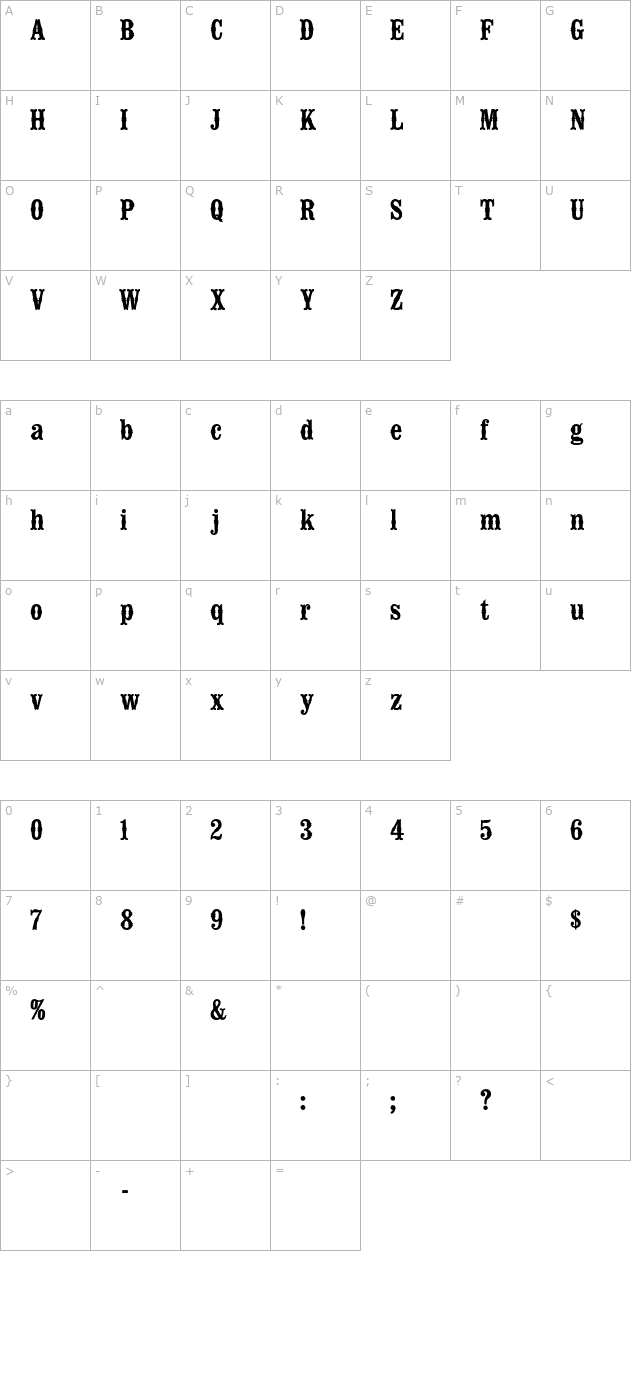 typeno12 character map