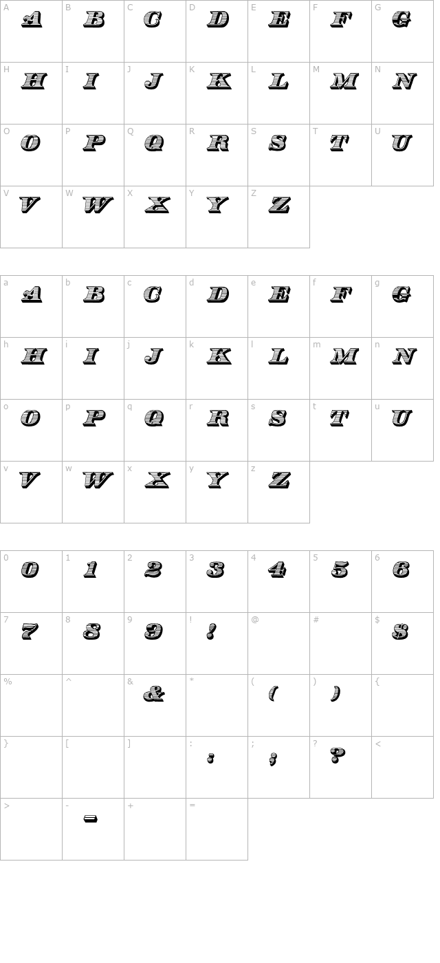 TypeNo13 character map