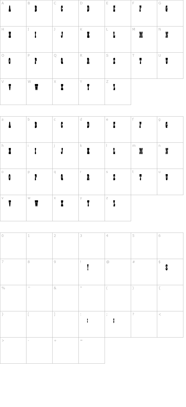 TypeNo14 character map