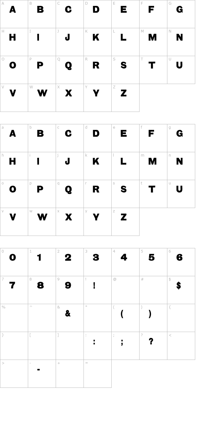 TypeNo4 character map