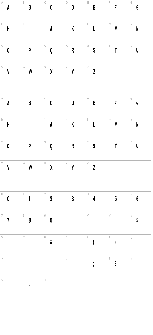 TypeNo5 character map