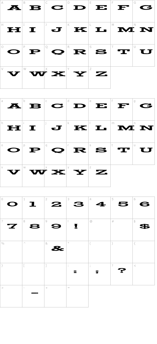 TypeNo6 character map