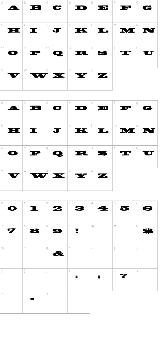 typeno7 character map