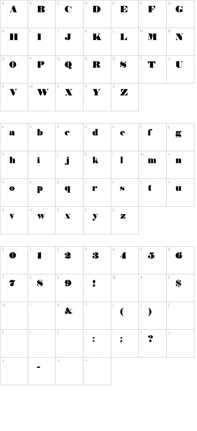 typeno8 character map