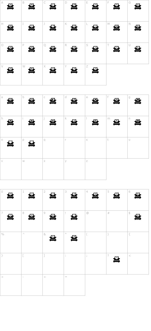 Typewriter Letter character map