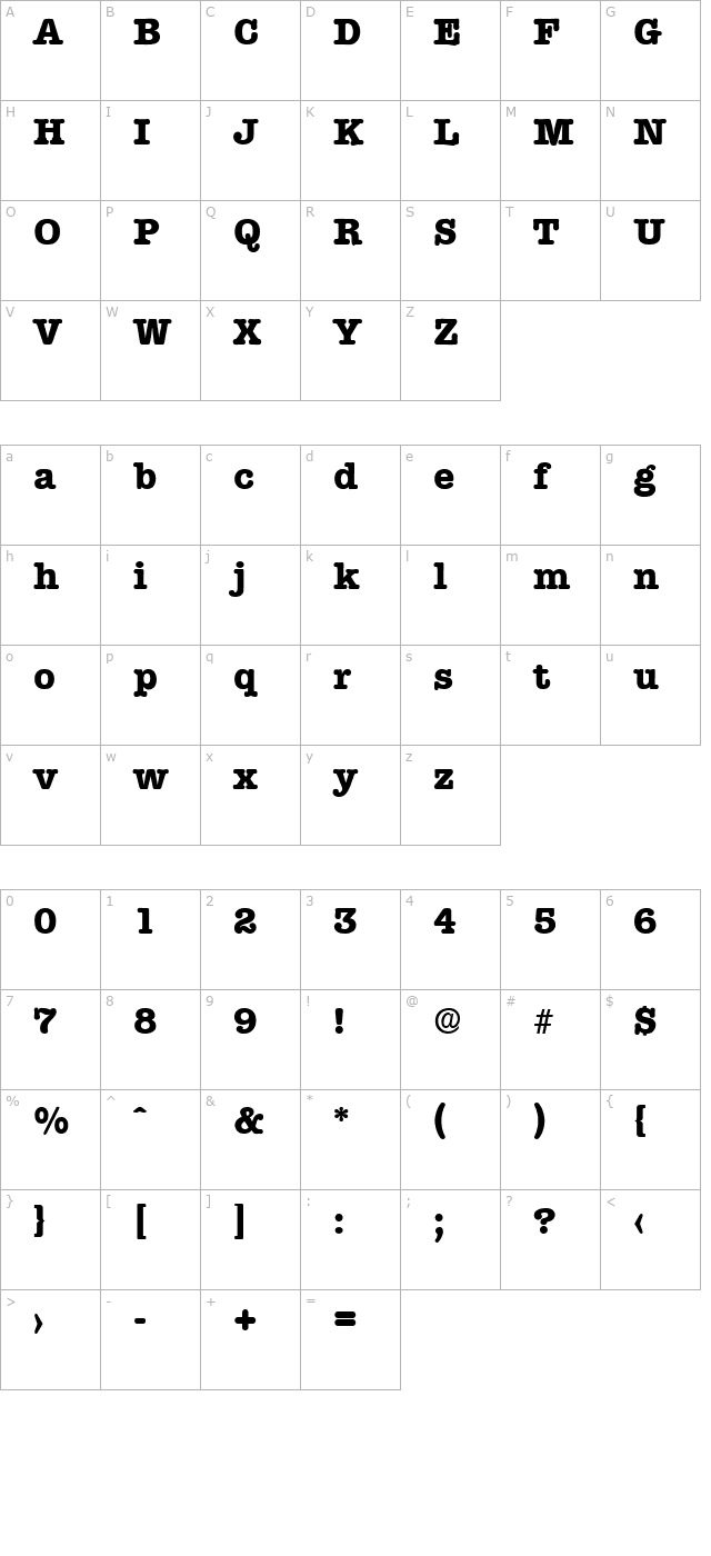 Typewriter-Serial-ExtraBold-Regular character map