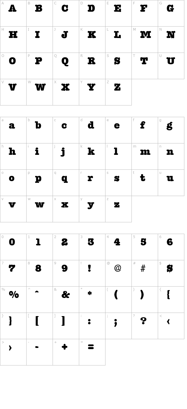 typewriter-serial-heavy-regular character map