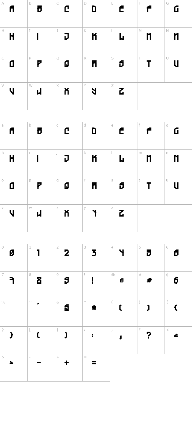 typograff character map