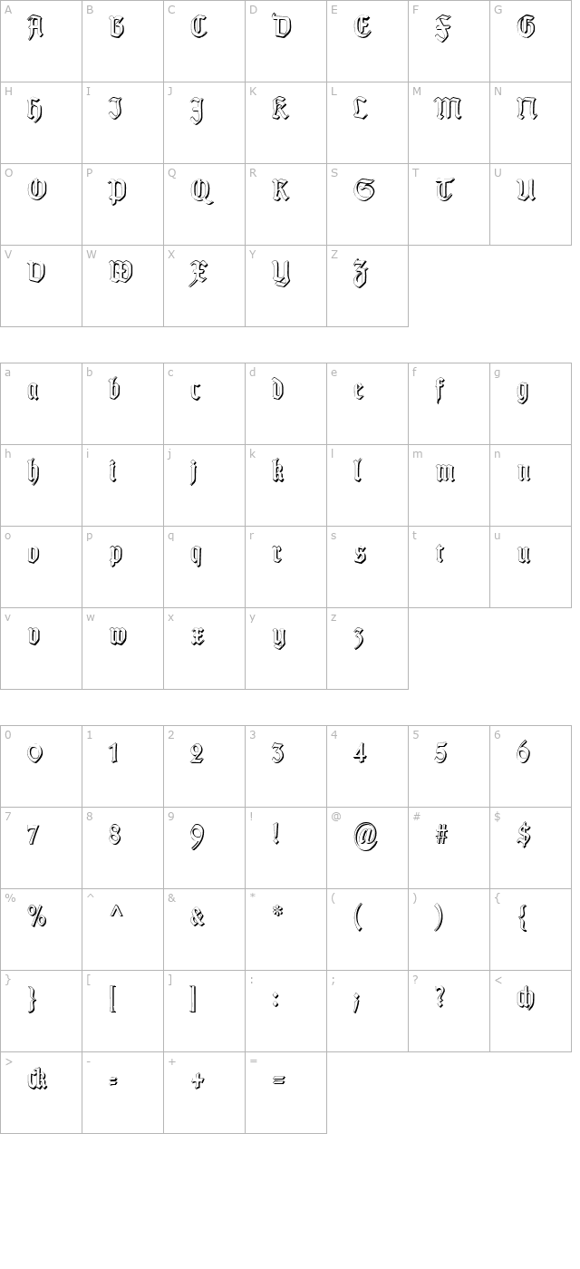 TypographerGotisch Schatten S character map
