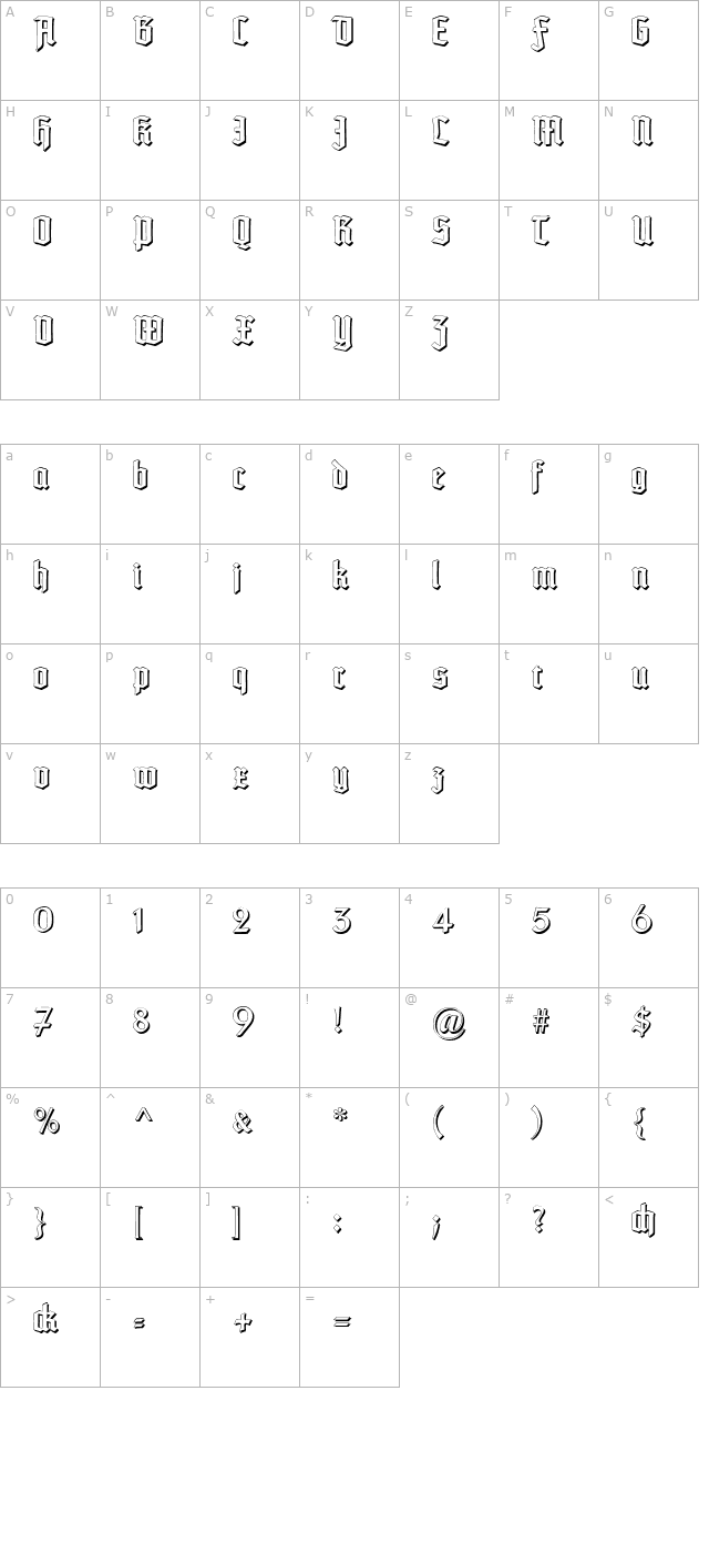 typographertextur-schatten character map