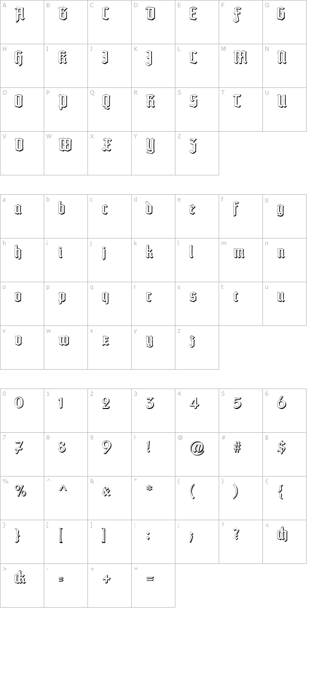 TypographerTextur Schatten character map