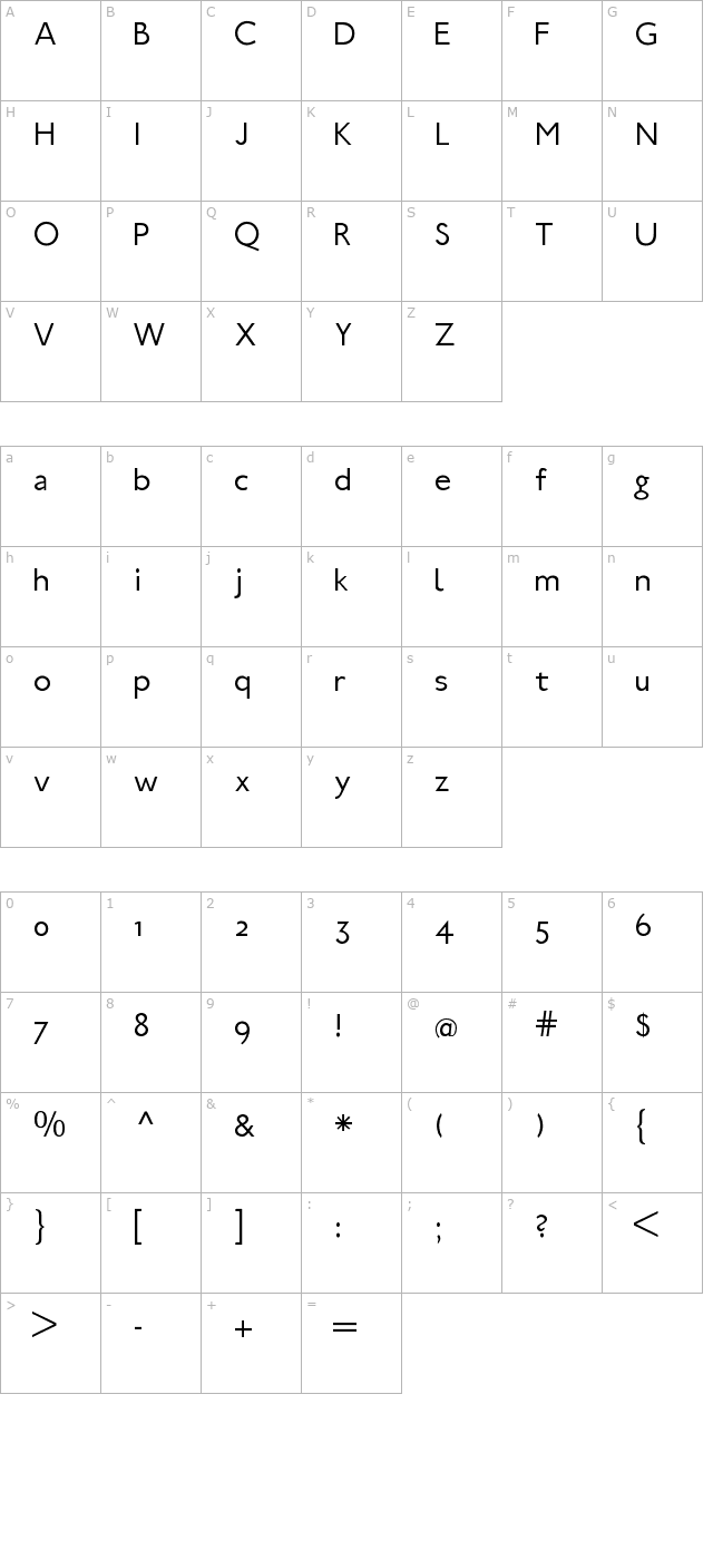 Ubahn-Light character map