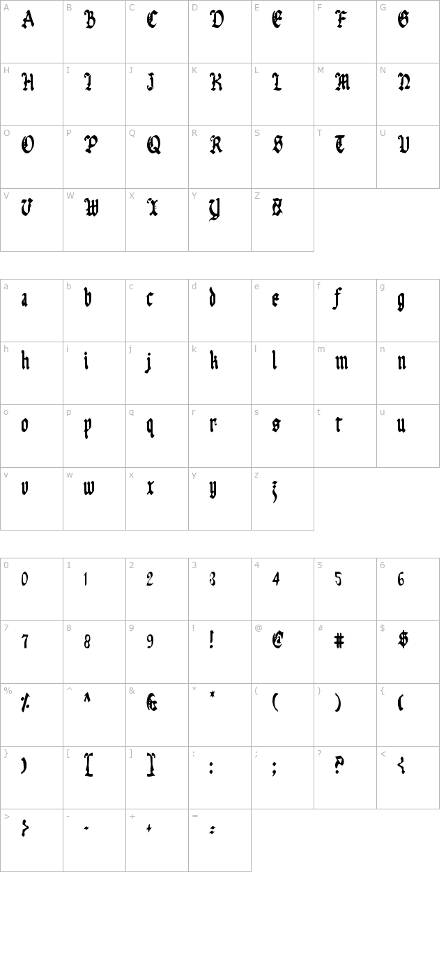 uberhoelme-condensed character map