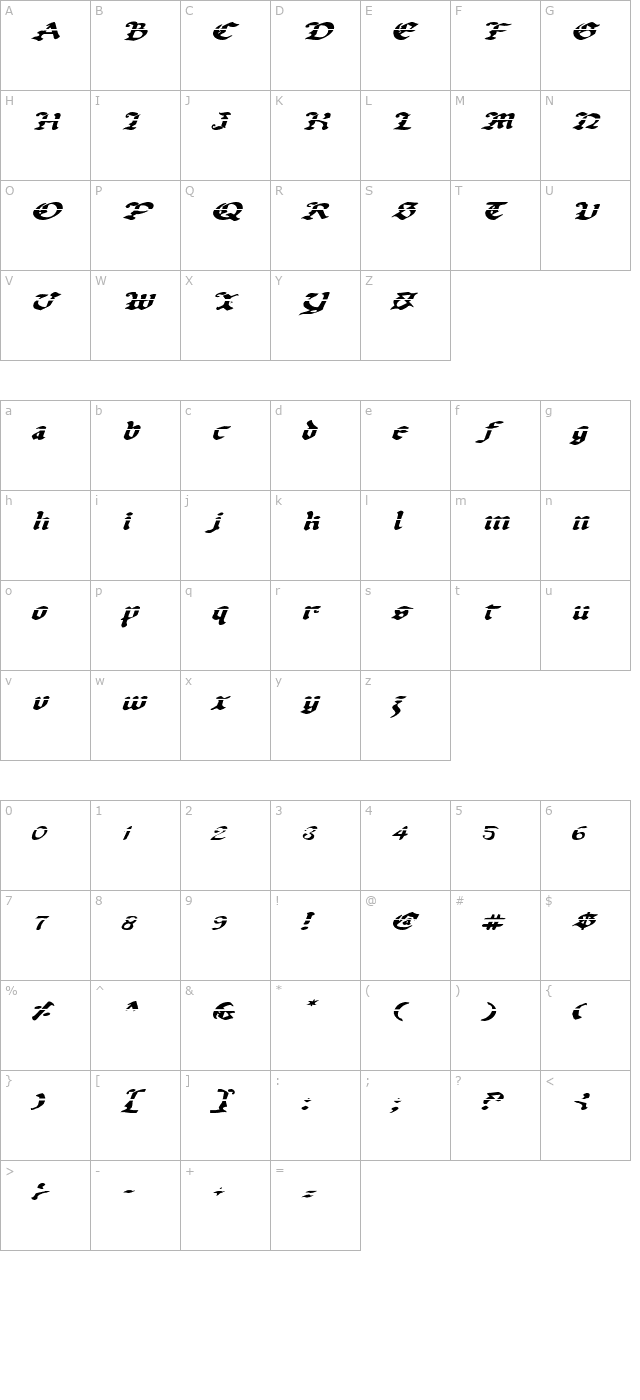 uberholme-lazar-expanded-italic character map