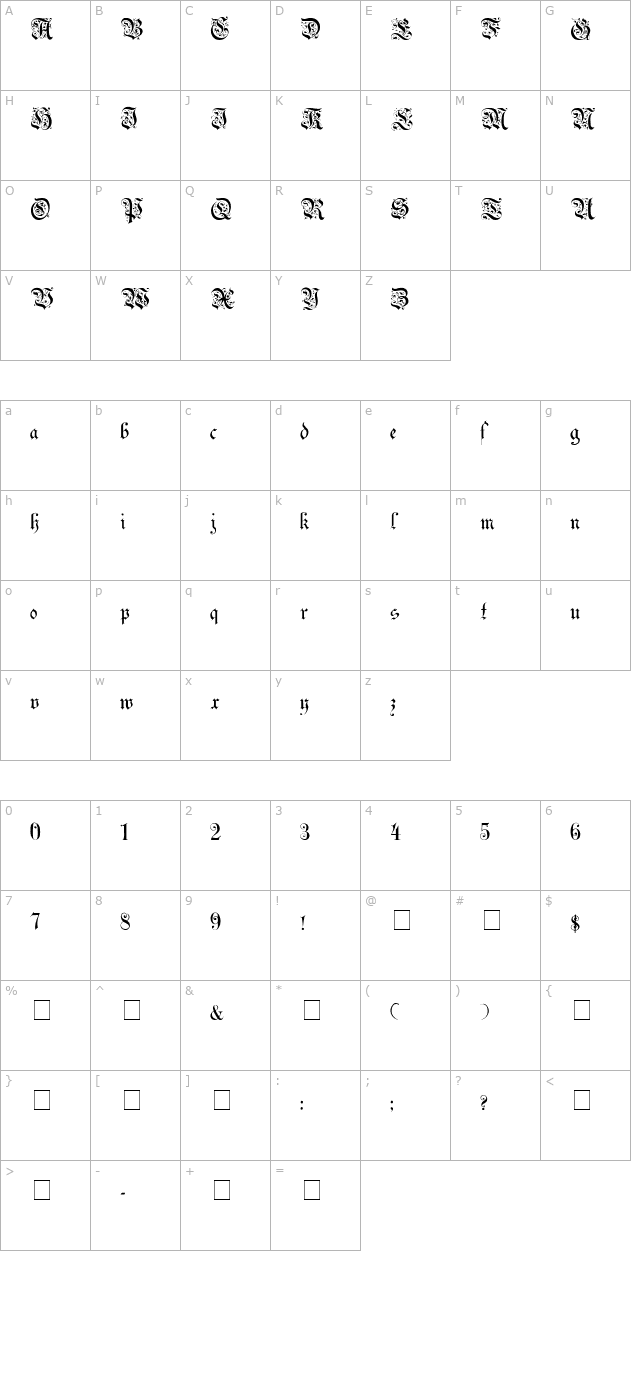 uechi-gothic-medium character map