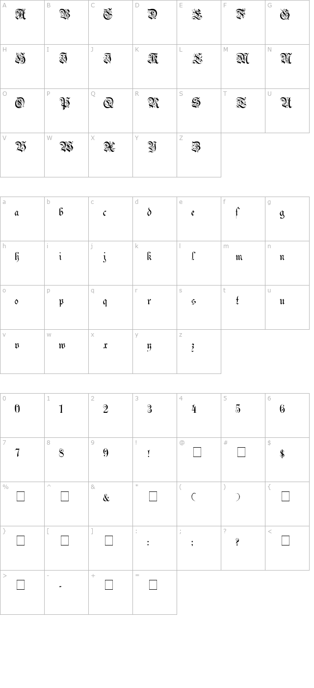 UechiGothic Normal character map