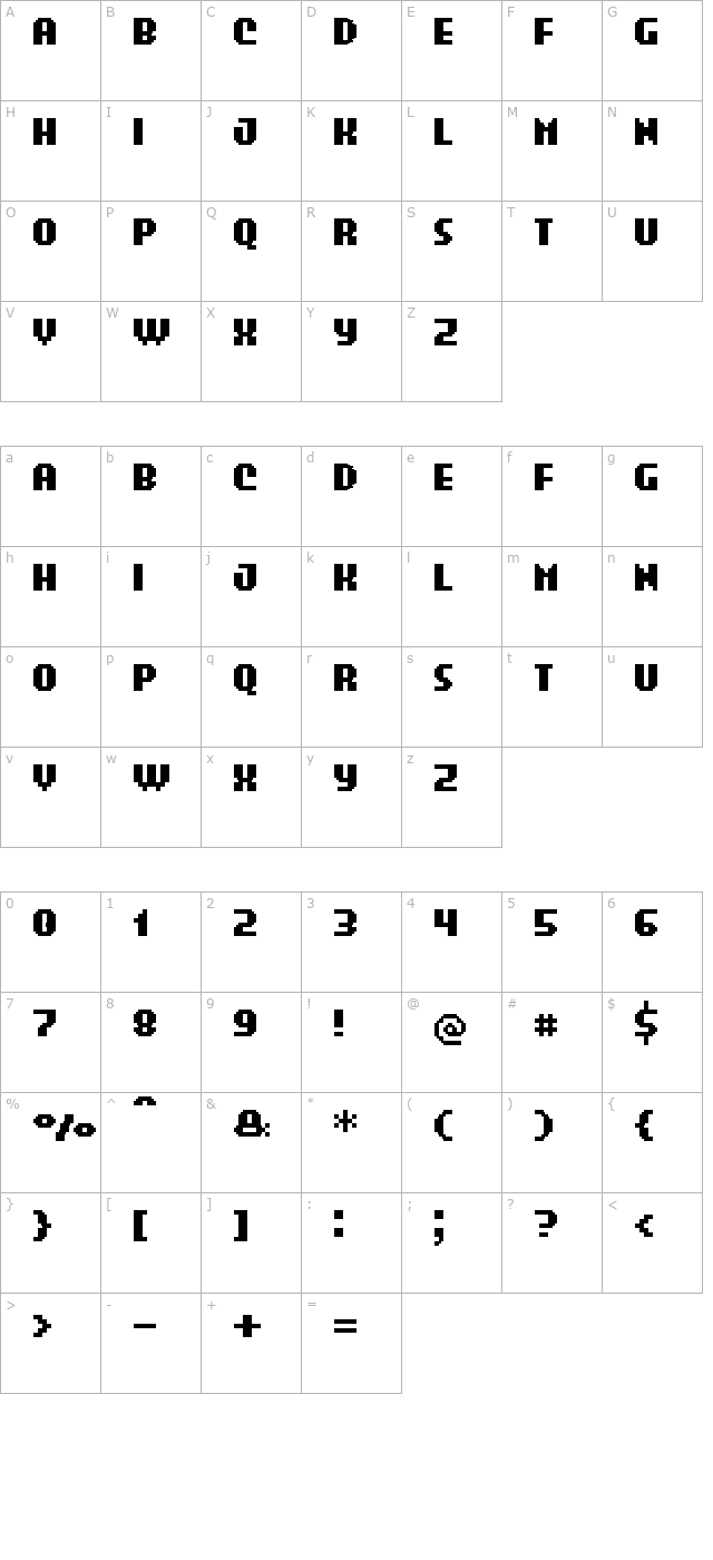 uf-california-menu-bold character map