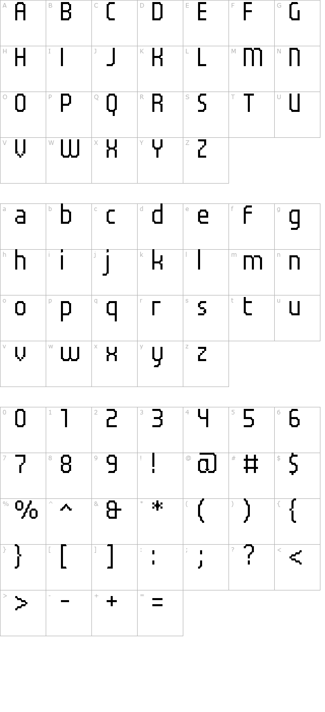 uf-elementar-basica-13113-a character map