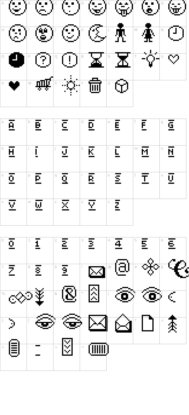 UF Mr. Pixel Tools character map