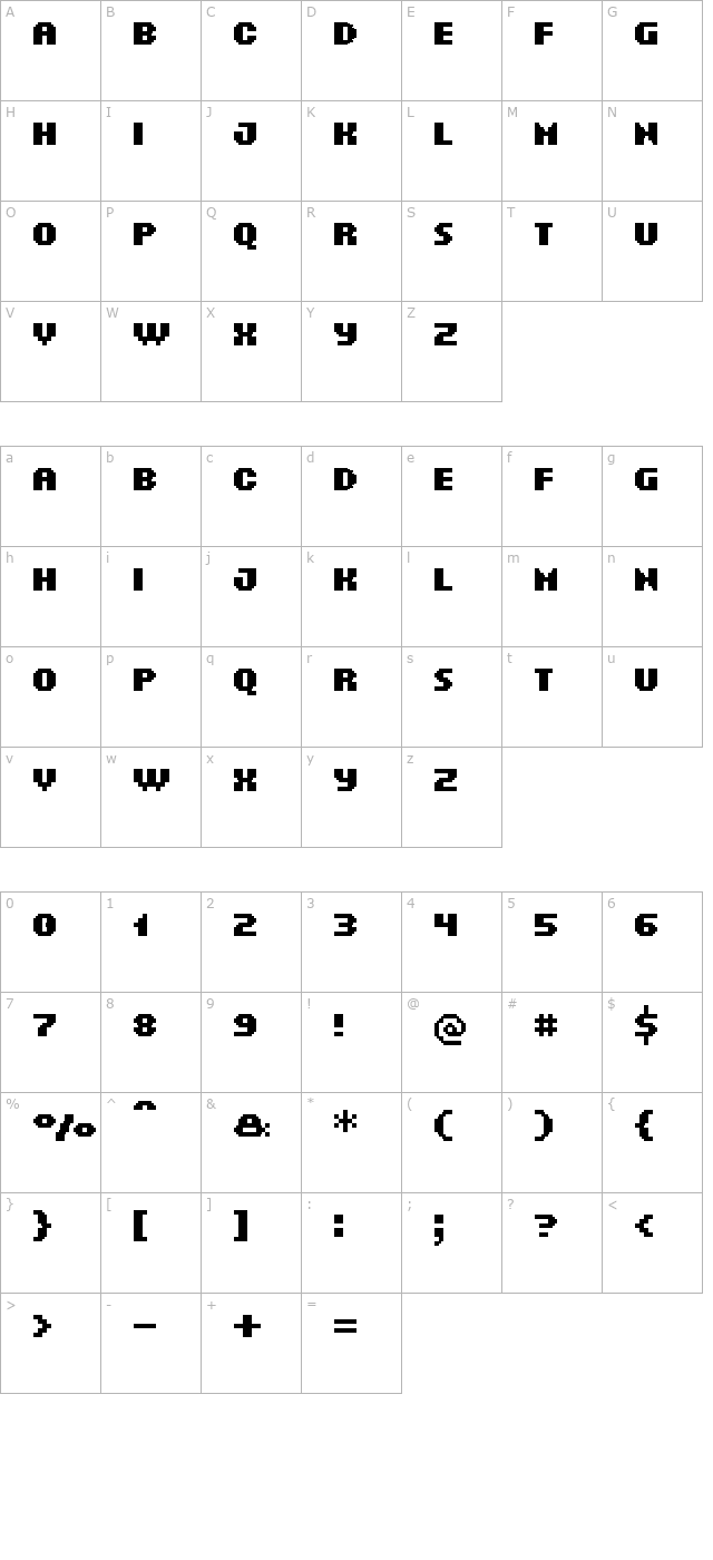 UF Orbital Menu Bold character map