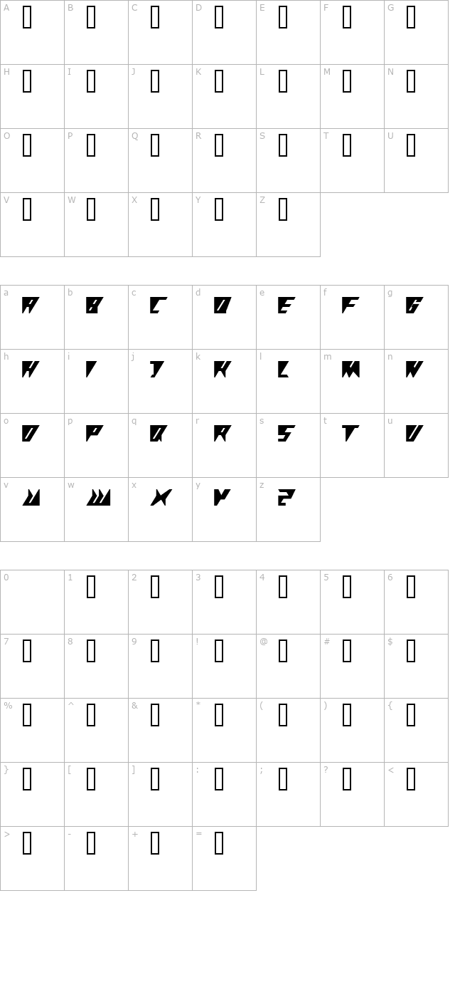 ufo-bold character map