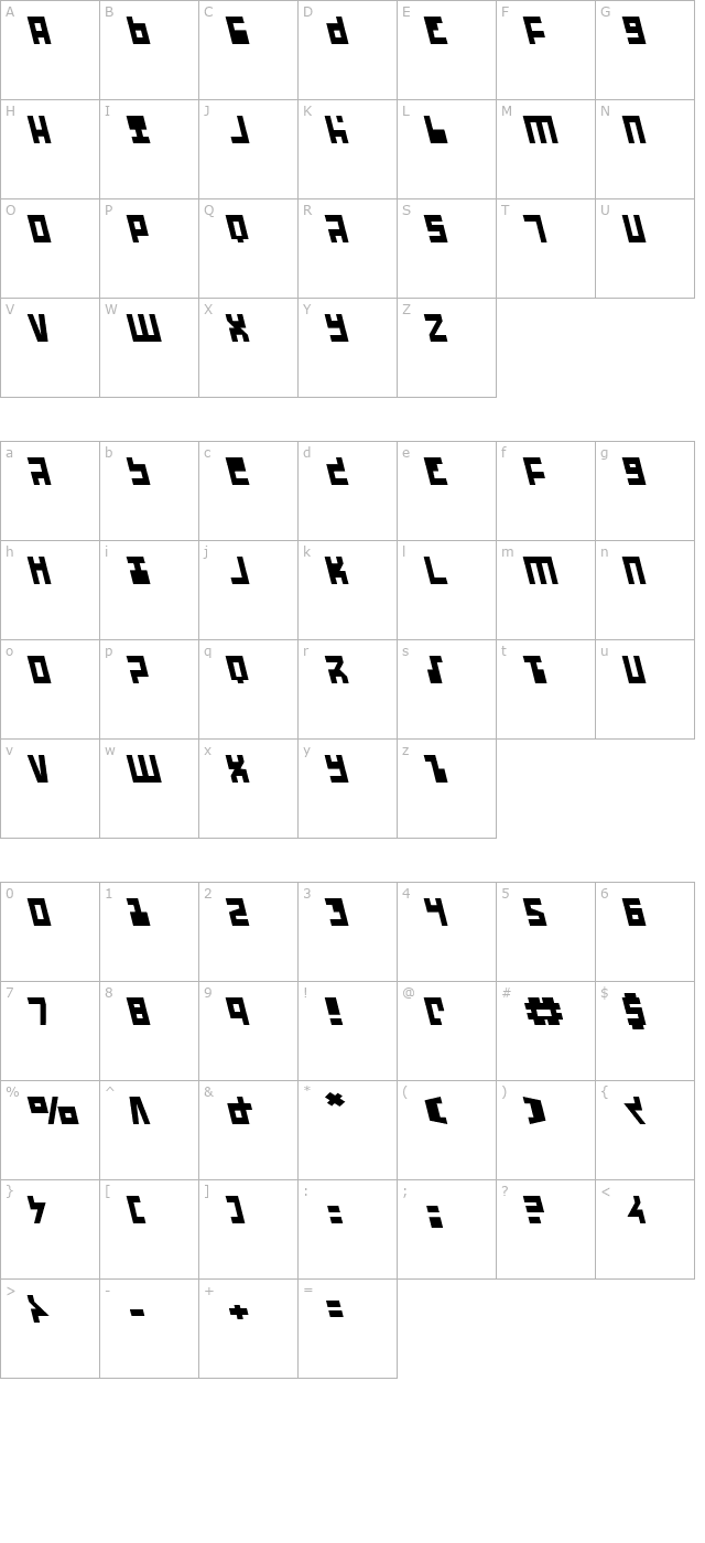 UFO Hunter Leftalic character map