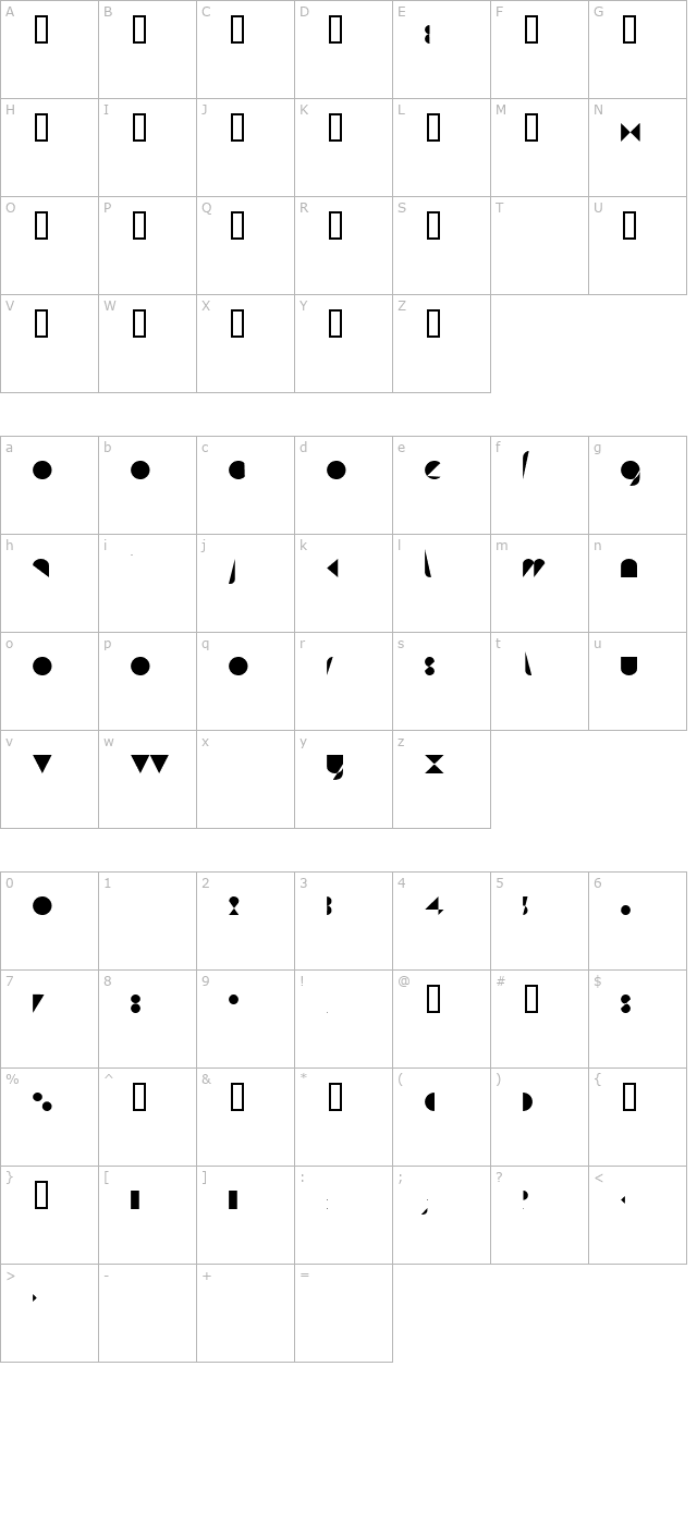 Ultra Light character map