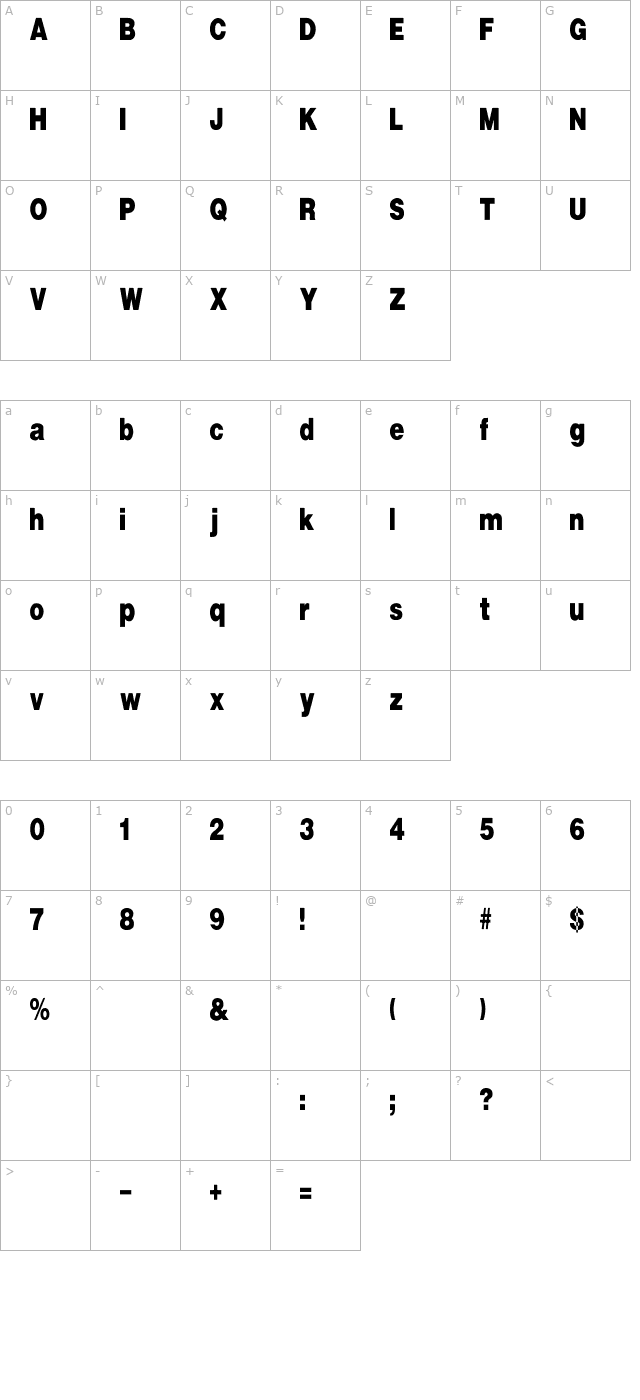 ultrablack-cn character map