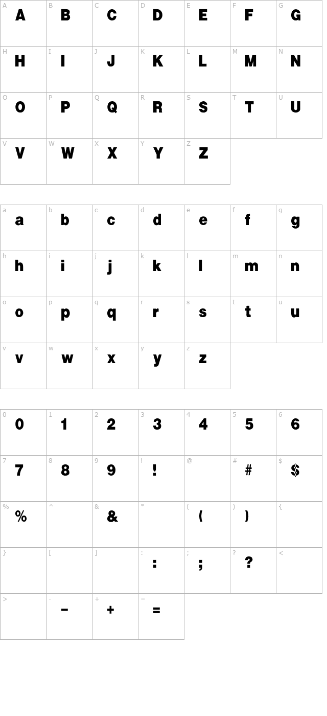 UltraBlack Th character map