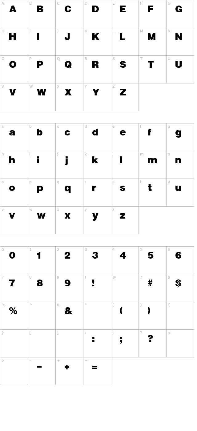 ultrablack character map