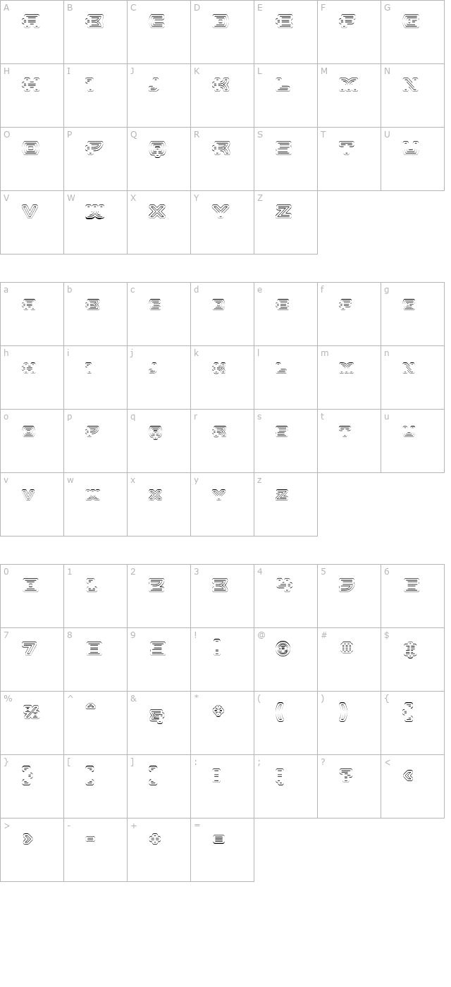 UltraBronzo Fineline character map