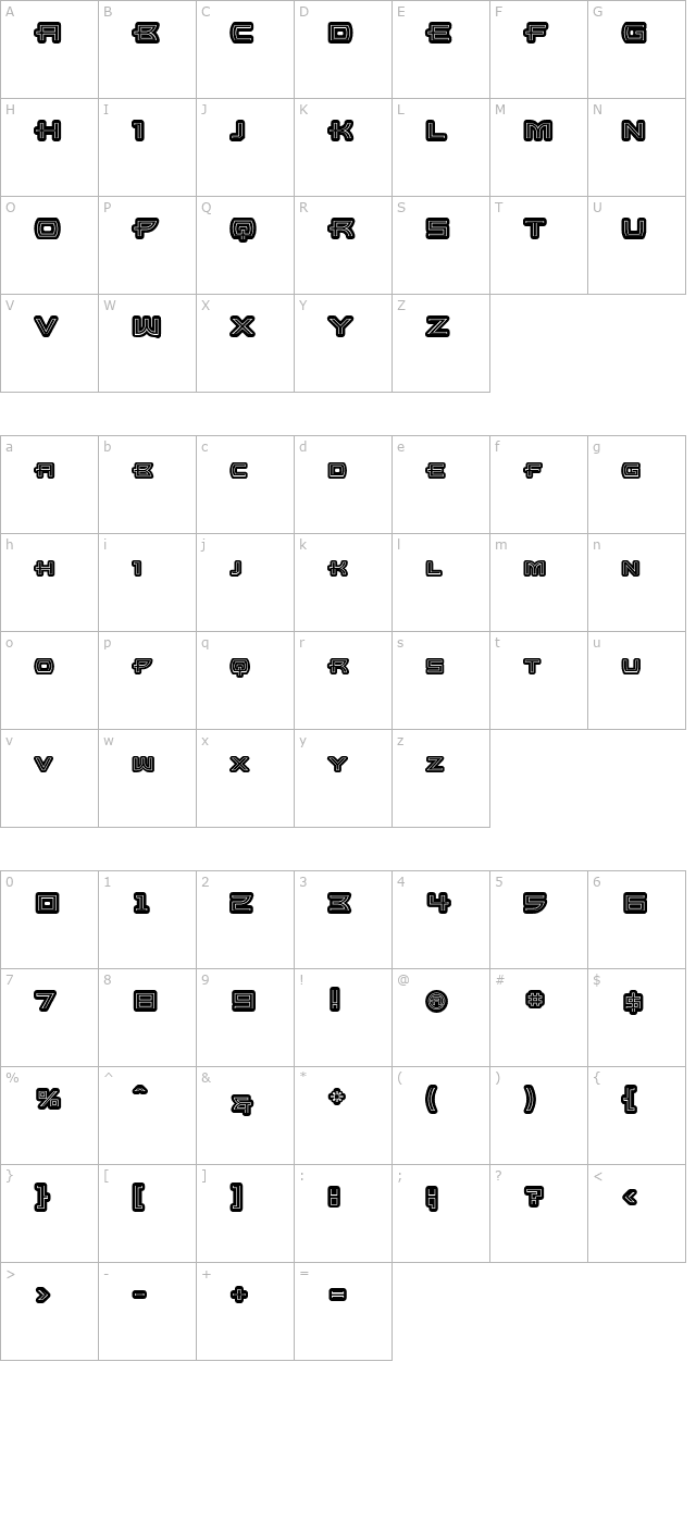 UltraBronzo Inline character map