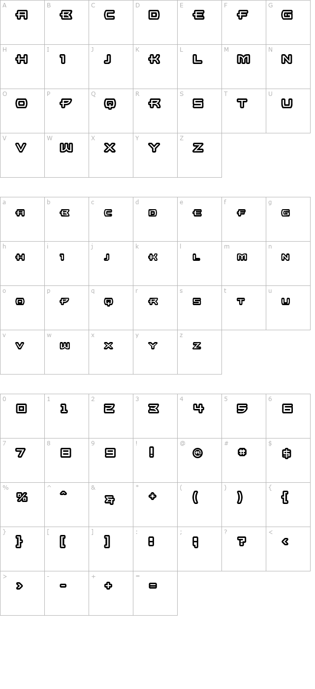 UltraBronzo Outline character map