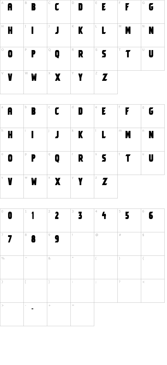 Umbro Solid character map