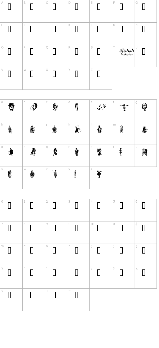 Unca Pale 1 character map