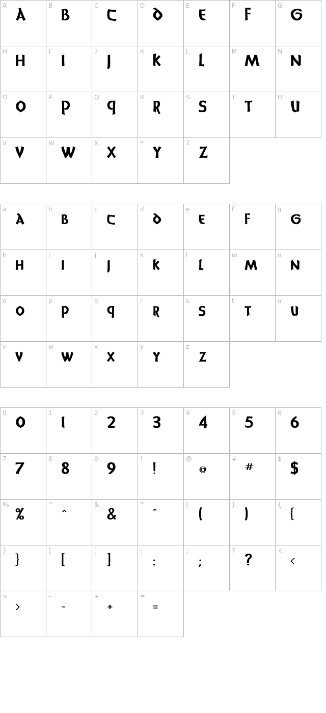 UnciaDis Bold character map