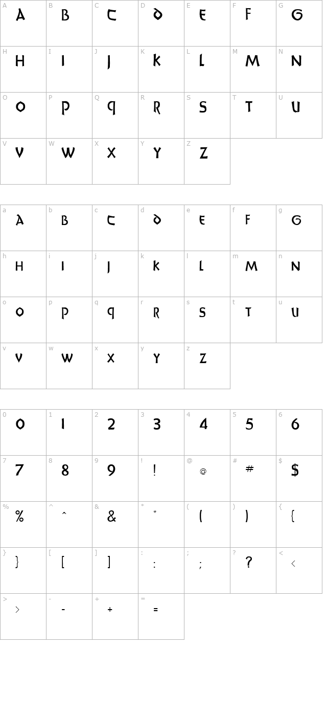 uncials-regular character map