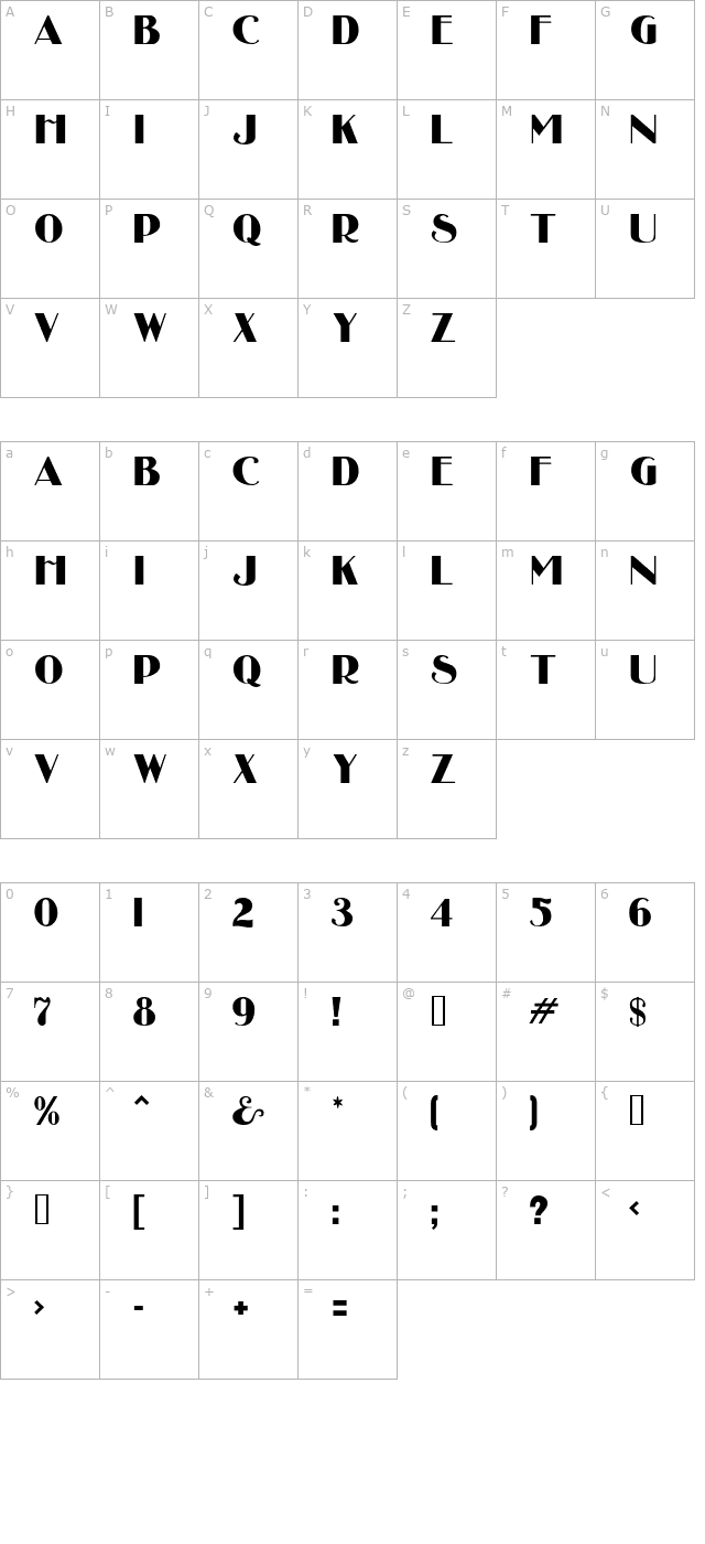 uncle-bob-mf character map