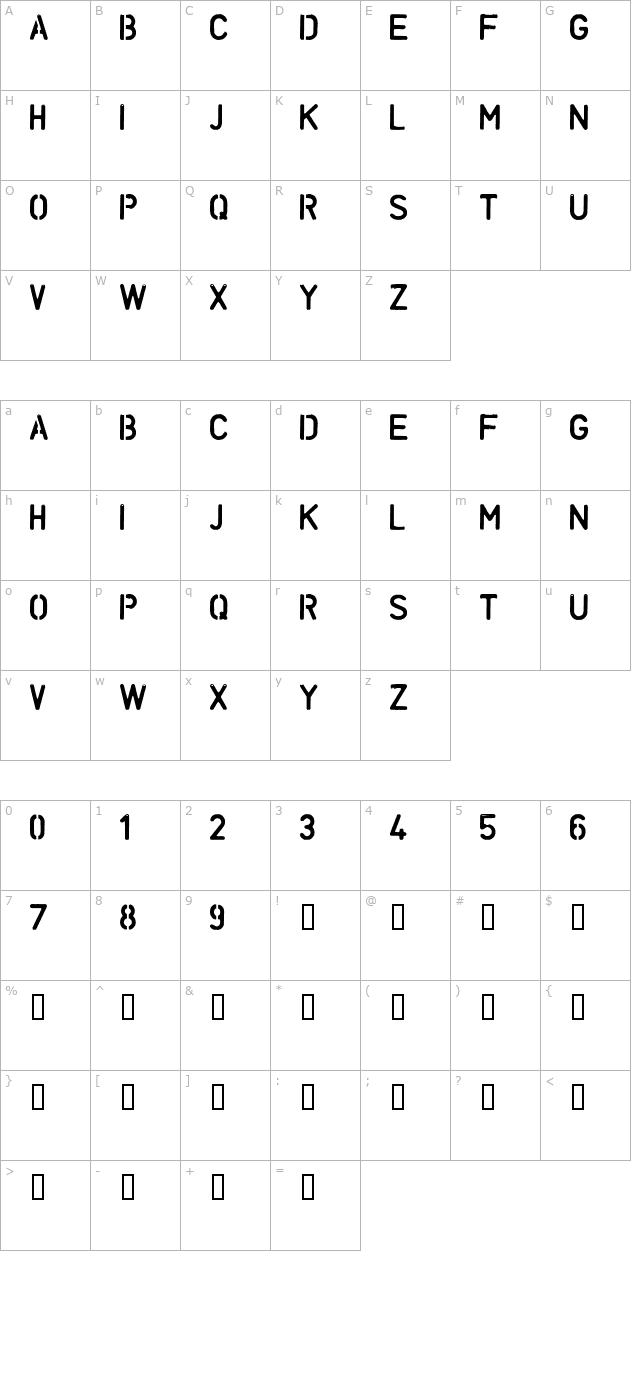 unconform-round character map