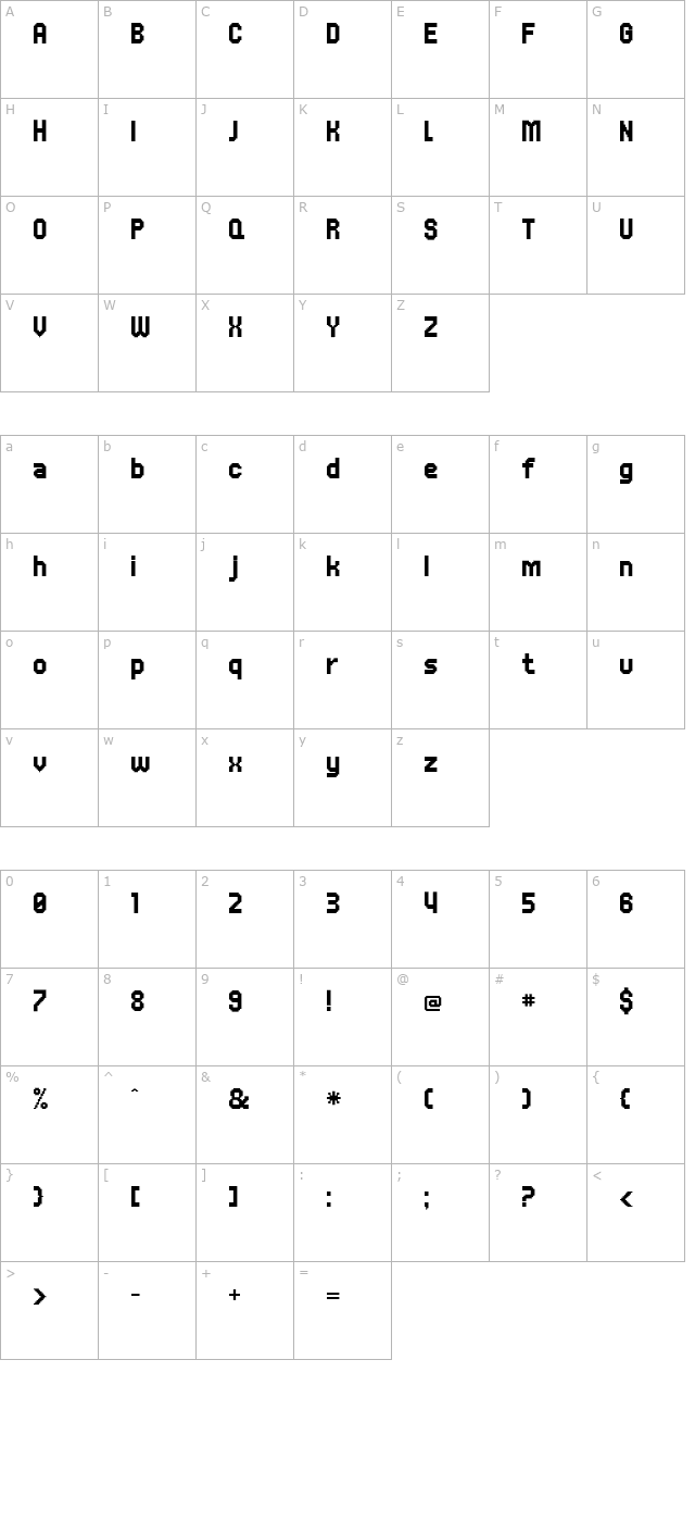 UNDA-Bitmap character map