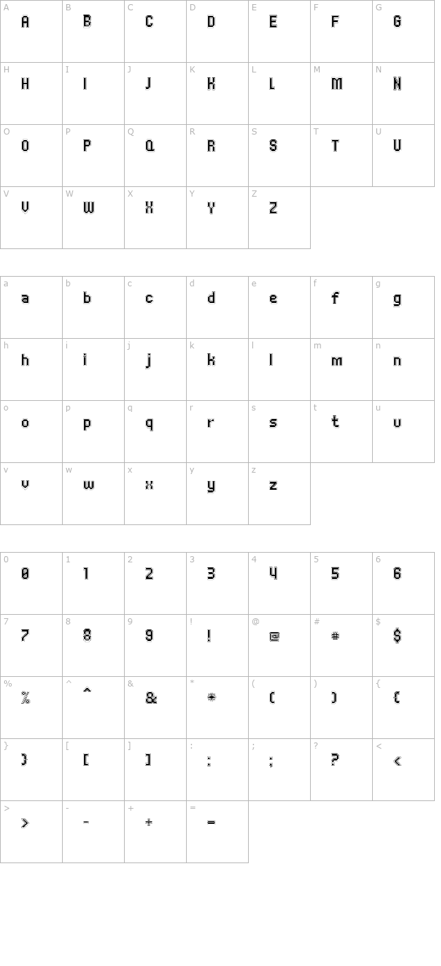 unda-outline character map