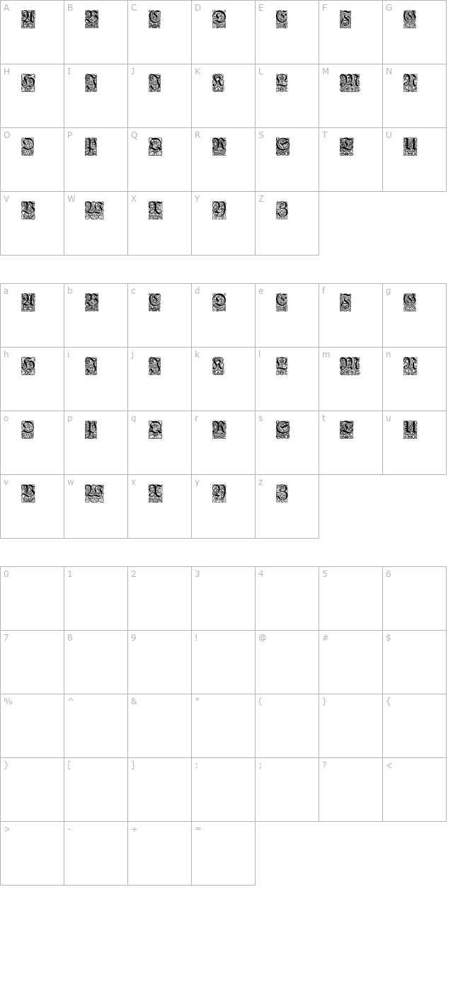 Unger-Fraktur Zierbuchstaben character map