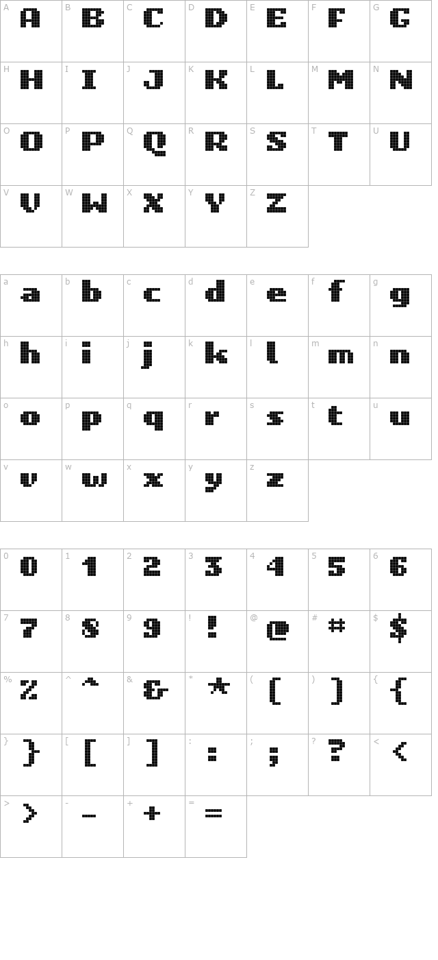 Unibody 8 Black character map