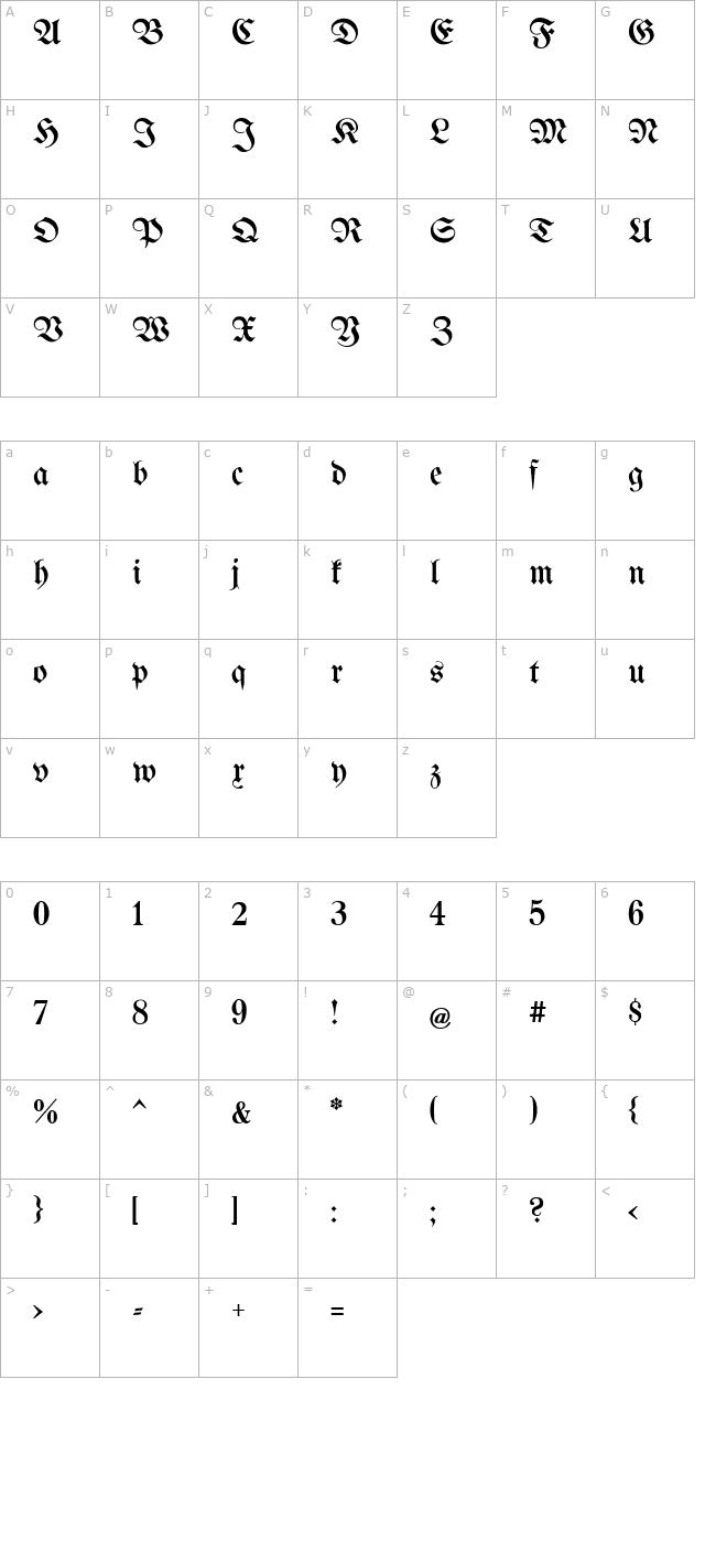 unifrakturmaguntia character map