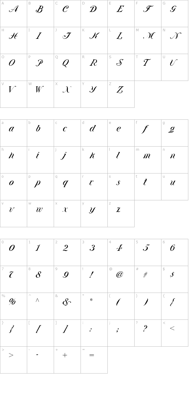 Union Telegraph NF character map