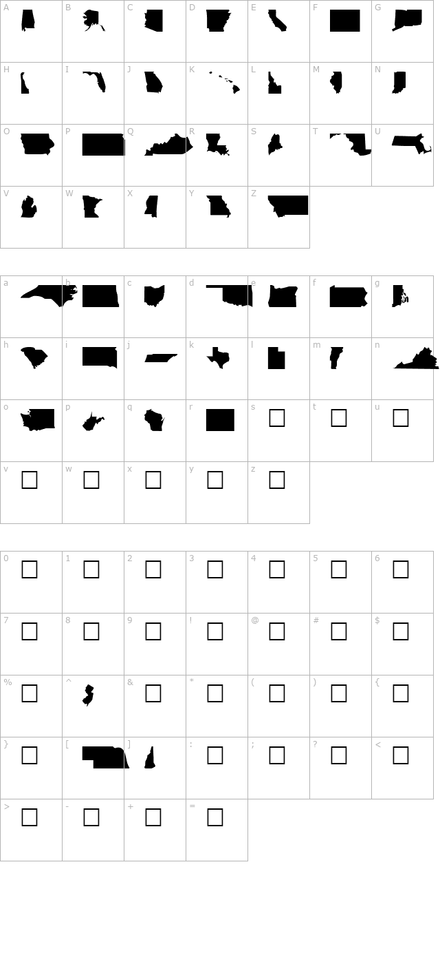 united-states-of-america character map