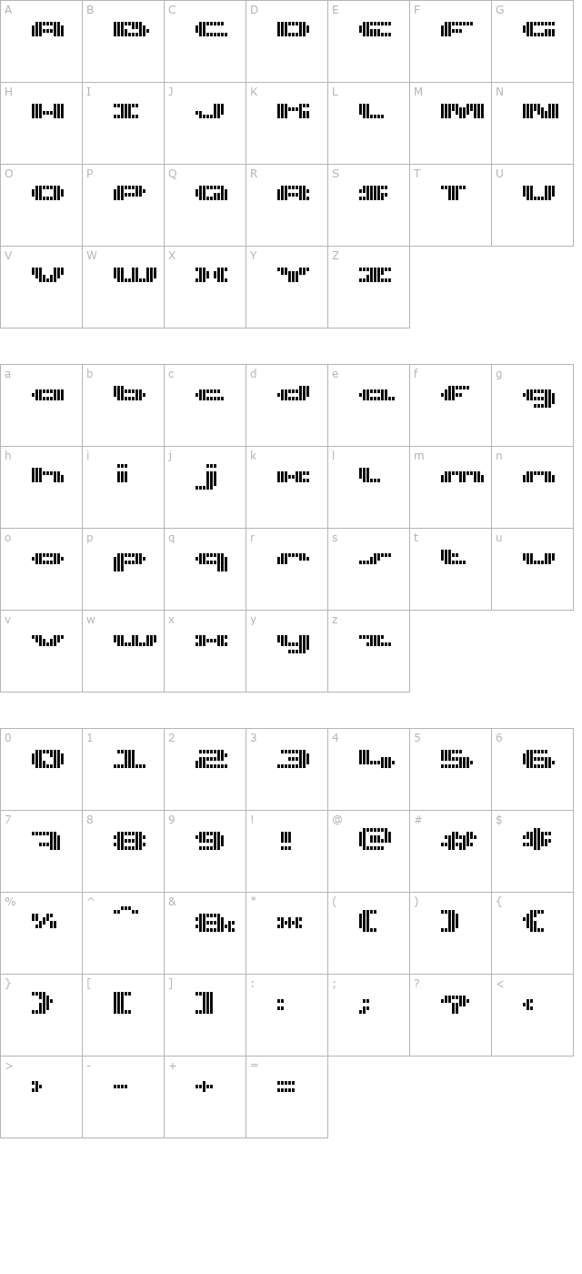 UP Tiny lcd four 8 decoV character map