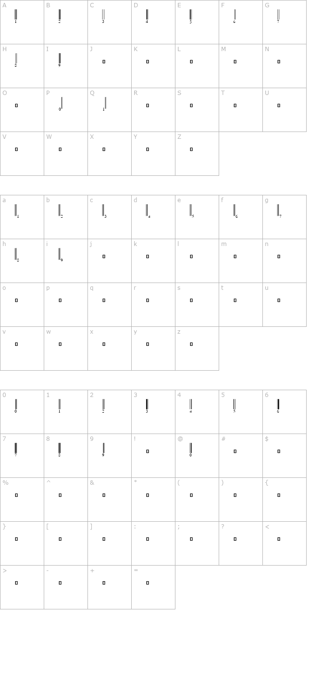 UPC-E Half Height character map