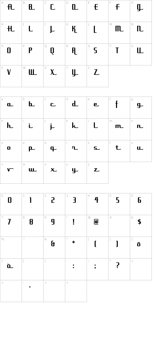 uppen-arms-nf character map